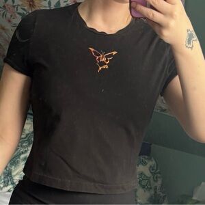 Puma Black Crop Top with Fiery Graphic